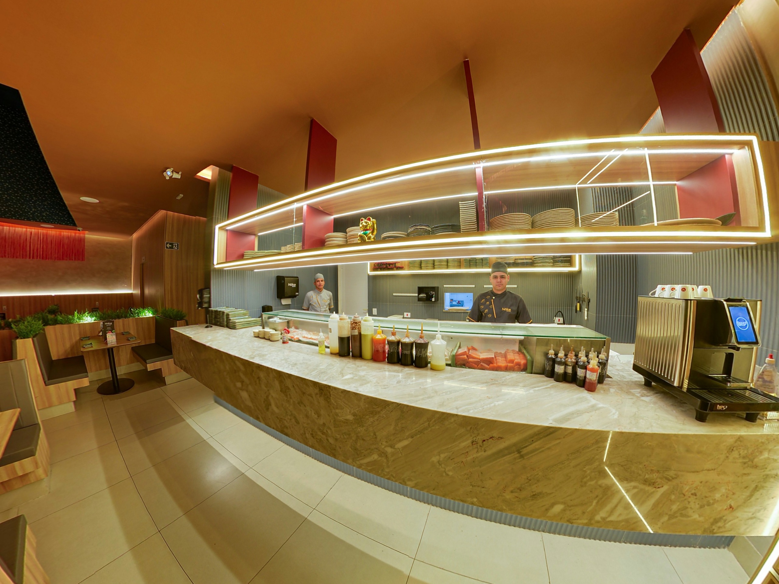 Detalhe do ambiente do Noka Sushi